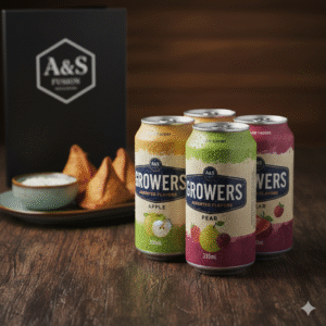 Growers assorted flavors cider 330ml pack on wooden table — A & S Fusion Vancouver