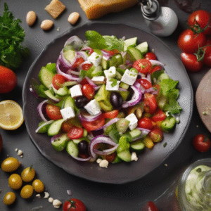 Greek Salad with feta and kalamata olives — A & S Fusion, 8028 Granville St Vancouver