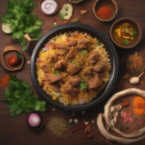 Lamb Biryani with saffron and fried onions — A & S Fusion, Granville St Vancouver