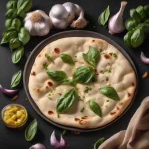 Garlic Basil Naan tandoor baked — A & S Fusion, 8028 Granville St Vancouver"