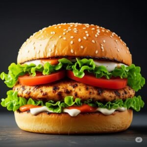 Charred-Chick-Burger-with-fries-A-S-Fusion-Vancouver