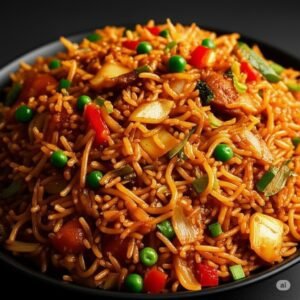 Schezwan chow mein with red chili peppers and scallions — A & S Fusion, Granville Vancouver