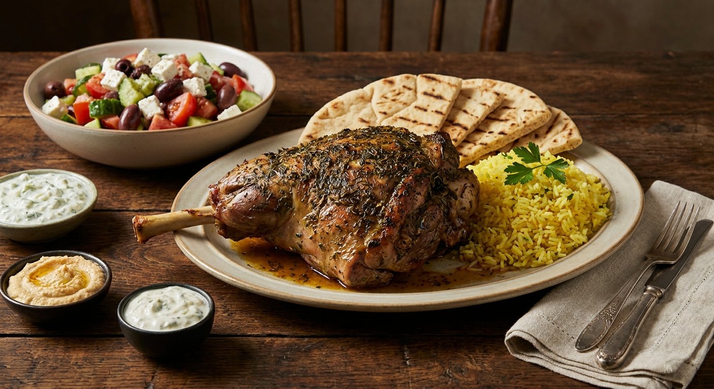 Halal roasted lamb shoulder platter, a signature dish at one of the best halal restaurants in Vancouver